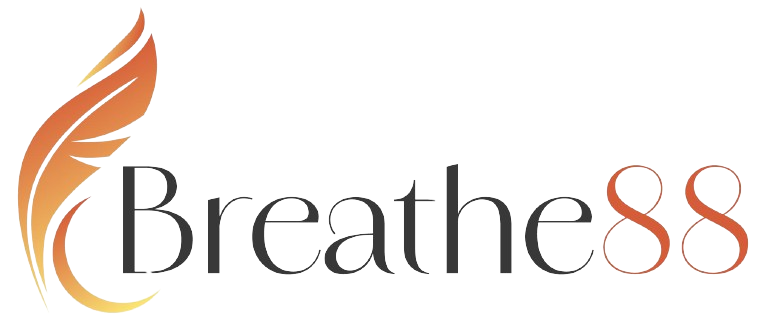 A green background with the word breathe written in black.
